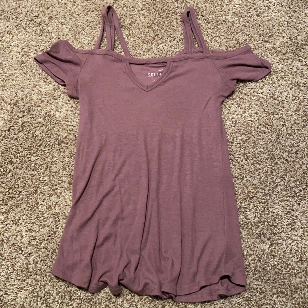 American eagle purple off shoulder shirt
